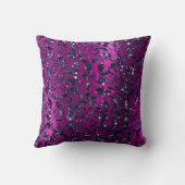 ダマスクピンクマゼンタメタリックブルーネイビーグリッター クッション (裏面)