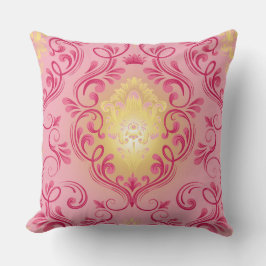 ダマスクピンク、赤、黄色のクッション クッション
