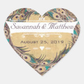 ダマスクピーコックエレガンスナス金ゴールド&アクア ハートシール (正面)