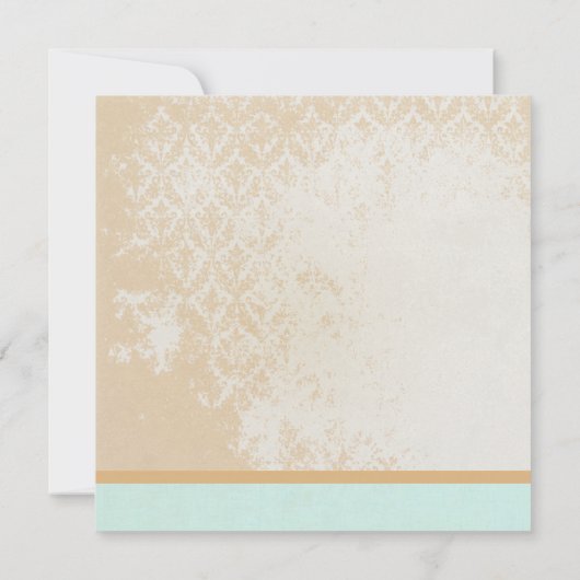 ダマスクピーコックバードケージウェディング日付を保存 セーブザデート (裏面)