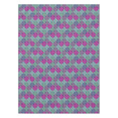 ダマスクピーコックブロックパープルティール(緑がかった色)ブルー テーブルクロス (正面)