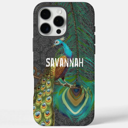 ダマスクピーコック&フェザーあなたが色を選択 Case-Mate iPhoneケース (裏面)