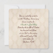 ダマスクファッションドバラ付き旧記念日 招待状 (裏面)