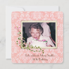 ダマスクファッションド誕生日パーティーの古いスナップショット 招待状