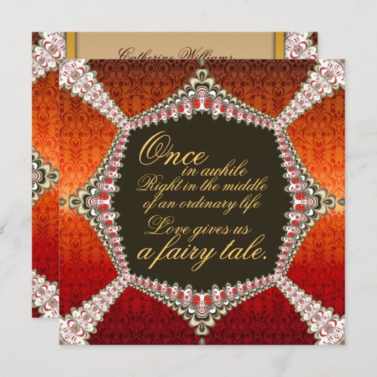 ダマスクフェアヤテールレースのよう結婚式招待状 招待状 (正面/裏面)