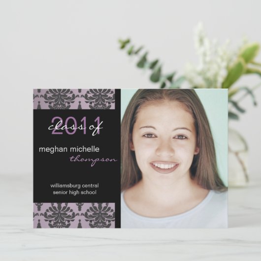 ダマスクフォト卒業発表招待状 招待状 (スタンド正面)