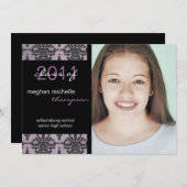 ダマスクフォト卒業発表招待状 招待状 (正面/裏面)