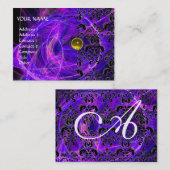 ダマスクフラクタルモノグラムイエローパープルパール 名刺 (正面/裏面)