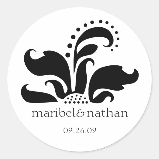 ダマスクフラワーデザイン ラウンドシール (正面)