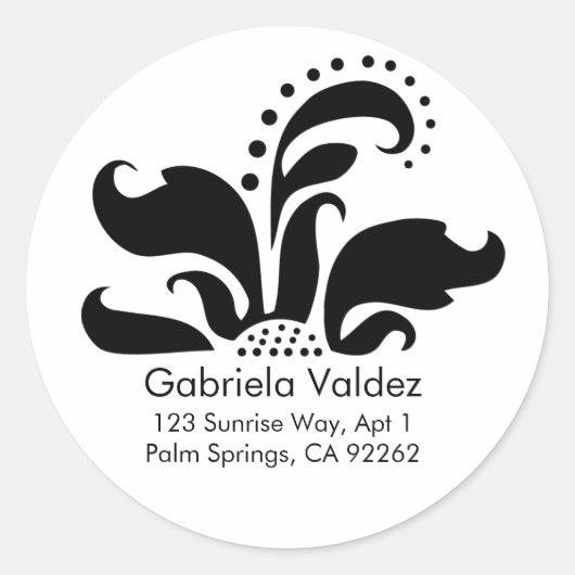 ダマスクフラワー住所 シール (正面)