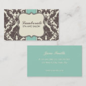 ダマスクフローラエレガントブラウンベージュグリーングルーポン 名刺 (正面/裏面)