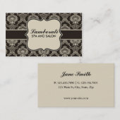 ダマスクフローラエレガント美容師ファッションレトロ 名刺 (正面/裏面)