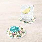 ダマスクフローラルパターンプラムターコイズ コースター (側面)