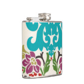 ダマスクフローラルパターンプラムターコイズ フラスク (右)