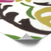 ダマスクフローラルパターンプラムターコイズ ポスター (角)