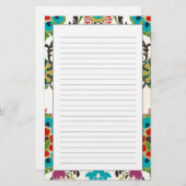 ダマスクフローラルパターンプラムターコイズ 便箋 (正面/裏面)