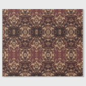 ダマスクフローラヴィンテージの赤と金ゴールド ラッピングペーパー (フラット)