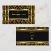 ダマスクフローラ華美金ゴールドブラッククエレガントラス 名刺 (正面/裏面)