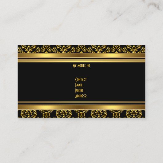 ダマスクフローラ華美金ゴールドブラッククエレガントラス 名刺 (裏面)