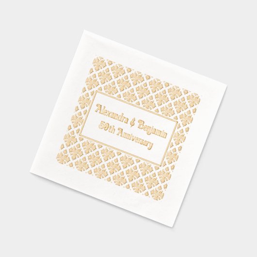 ダマスクフローラBG任意の大事な行事- 50周年 箔ナプキン (左)