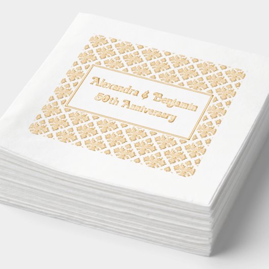 ダマスクフローラBG任意の大事な行事- 50周年 箔ナプキン (詳細)