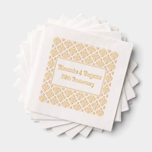 ダマスクフローラBG任意の大事な行事- 50周年 箔ナプキン (インサイチュ (積み重ね))