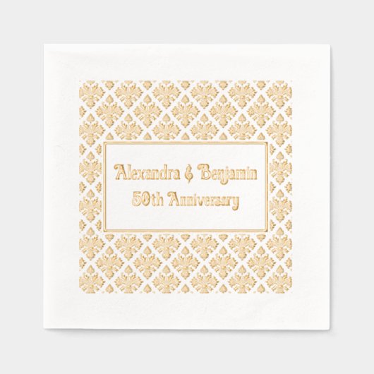 ダマスクフローラBG任意の大事な行事- 50周年 箔ナプキン (正面)