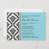 ダマスクブライダルシャワーインビテーションブラック&ターコイズ 招待状 (正面)