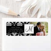 ダマスクブラックモノグラム結婚写真の住所 シール (インサイチュ)
