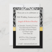 ダマスクブラック赤いバラ50周年結婚を迎える 招待状 (裏面)