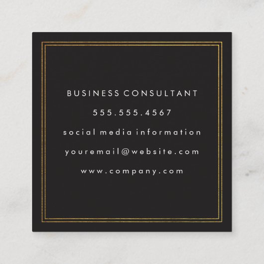 ダマスクブラック金ゴールドエグゼクティブダブル縁ど スクエア名刺 (裏面)