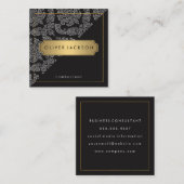 ダマスクブラック金ゴールドエグゼクティブ スクエア名刺 (正面/裏面)