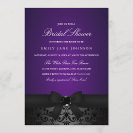 ダマスクブラック&パープルボウブライダルシャワー招待状 招待状