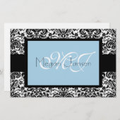 ダマスクブラック&ホワイト 便箋 (正面/裏面)