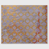 ダマスクブルーコバルトオールドパリバラ金ゴールド 王室の ラッピングペーパー (フラット)