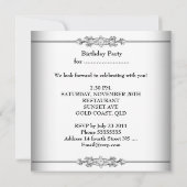 ダマスクホワイトブラックバースデーパーティー 招待状 (裏面)