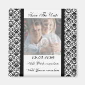 ダマスクホワイト日付写真マグネットを保存 マグネット (正面)