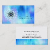 ダマスクマンダラ抽象芸術水彩ブルー 名刺 (正面/裏面)