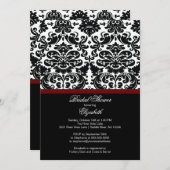 ダマスクマーローワインレッドブライダルシャワー招待 招待状 (正面/裏面)