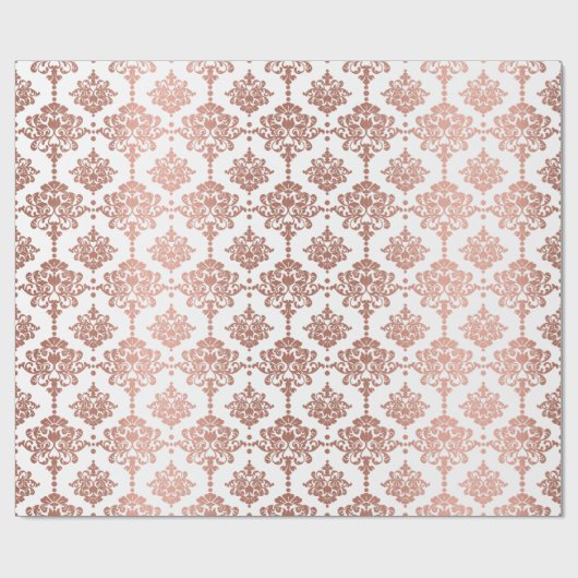 ダマスクメタリック王室のフローラピンクローズホワイト赤面 ラッピングペーパー (フラット)