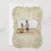 ダマスクメリークリスマス金ゴールドフレームあなたの写真 シーズンカード (裏面)