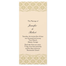 ダマスクモダンインアイボリー金ゴールド結婚式 プログラム