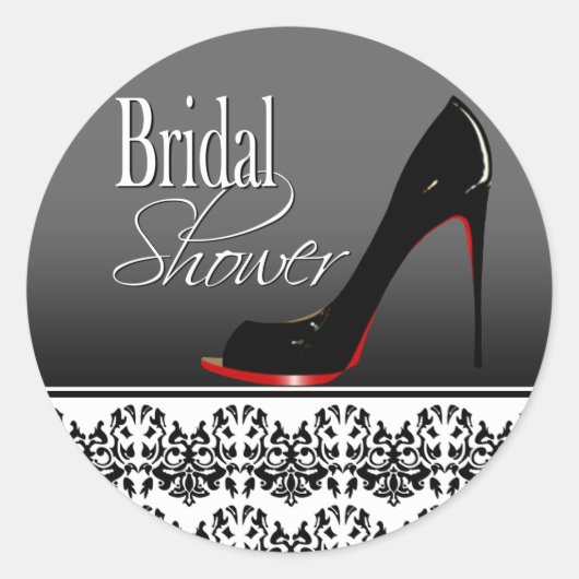 ダマスクモダンスティレットブライダルシャワー ラウンドシール (正面)