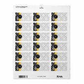 ダマスクモノグラムのラベル黄色ストライプのドット ラベル (フルシート)