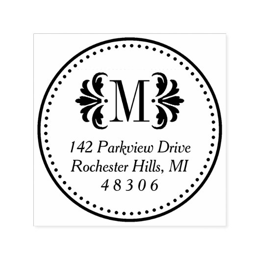 ダマスクモノグラムイニシャルクラシック差出人住所 セルフインキングスタンプ (デザイン)