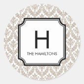 ダマスクモノグラムギフトラベルシール/お気に入りシール ラウンドシール (正面)