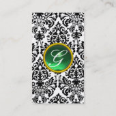 ダマスクモノグラムジェムグリーンホワイト 名刺 (裏面)