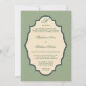 ダマスクモノグラムセージグリーン結婚式招待状 招待状 (正面)