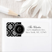 ダマスクモノグラム住所 シール白黒 ラベル (インサイチュ)