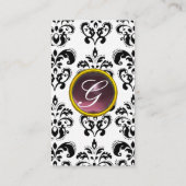 ダマスクモノグラム宝石パープルライトリネン 名刺 (裏面)